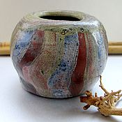 Вазочка из керамики handmade. Цветные глазури, ганозис. Архаика