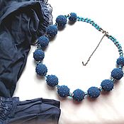 Работы для детей, handmade. Livemaster - original item beads: Blue knitted beads. Handmade.