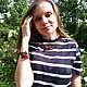 Браслет, подвеска из листьев смородины с сердоликом гальванопластика. Браслет из бусин. art-Katarios. Ярмарка Мастеров.  Фото №4
