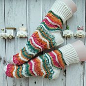Аксессуары handmade. Livemaster - original item Christmas knitted socks warm women`s handmade. Handmade.