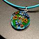 Кулон Жаркая любовь, лэмпворк (Lampwork), мурини, циркон сердечко, Кулон, Темрюк,  Фото №1