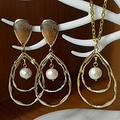 Украшения handmade. Livemaster - original item Jewelry set: earrings and a pearl pendant. Handmade.