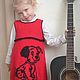 Красное вязаное платье-сарафан на девочку "Счастливый щенок", Платья, Богородск,  Фото №1