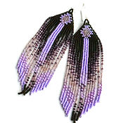 Украшения handmade. Livemaster - original item Earrings-brush: Beaded Earrings, Lilac Thread, Long Brushes. Handmade.