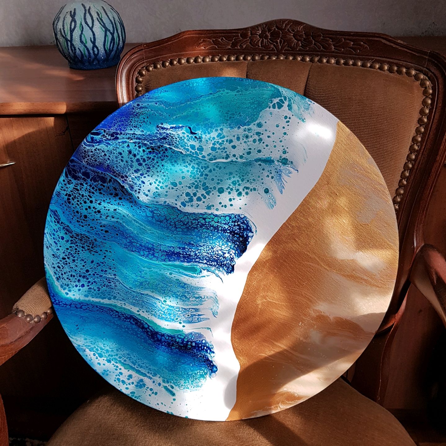 Панно Море (техника флюид арт) купить в интернет-магазине Ярмарка Мастеров по цене 5600 ₽ – Q9JA6RU