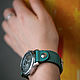 Green leather band bracelet woman Wrist Watch Steampunk. Watches. MART. My Livemaster. Фото №6