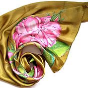 Аксессуары handmade. Livemaster - original item Scarf batik silk scarf Rose. Handmade.
