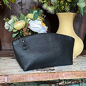 Clutch bag genuine leather dark sea postponed