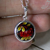 Украшения handmade. Livemaster - original item Diana with Rowan pendant finift, 999 silver. Handmade.