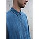 Рубашка унисекс из вареной крапивы Рами Ramie Draftsman Shirt Blue. Рубашки мужские. VÄN Studio. Интернет-магазин Ярмарка Мастеров.  Фото №2
