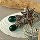 Earrings Starfish lampwork boho drops emerald. Earrings. fiery-tale lampwork (fiery-tale). My Livemaster. Фото №4