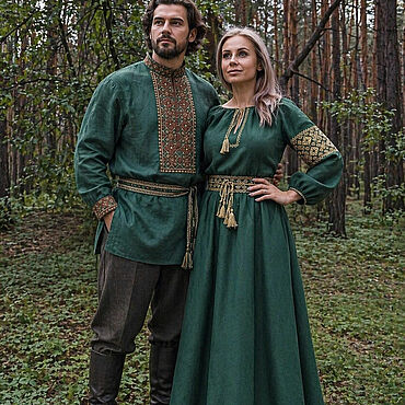 Русский стиль ручной работы. Ярмарка Мастеров - ручная работа ПРЕДЗАКАЗ! Парный комплект в русском стиле Уральская легенда. Handmade.