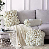 Pillows knitted Beige exclusive handmade