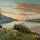 Картина река, холст, масло, 60х90 см. р.Ока. Утренняя прохлада, Картины, Озеры,  Фото №1