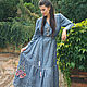 Linen dress with hand embroidery ' Denim', Dresses, Vinnitsa,  Фото №1
