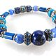 b 38 a Bracelet with lapis lazuli, agate and Turkmenistan, Bead bracelet, Mytishchi,  Фото №1