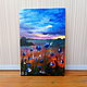 Miniature oil painting 'Cornflower sunset' 10/15, Pictures, Moscow,  Фото №1