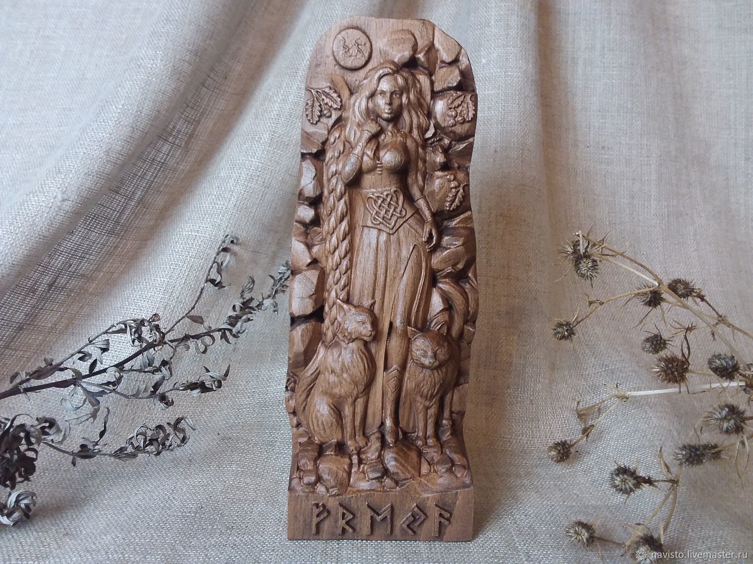 Handcrafted Statue 3 pcs Set of Scandinavian Wooden Statuette Idol Scandinavian Gift Wood carving altar heathen viking god and sculpture