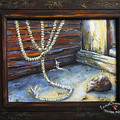 Картины и панно handmade. Livemaster - original item Oil painting in a designer frame IN THE OLD COURTYARD. Handmade.