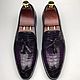Trendy men's loafers with tassels, crocodile leather, violet color. Loafers. SHOES&BAGS. My Livemaster. Фото №5