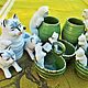 Винтаж: Старинный набор для соли перца горчицы Chats фарфор Франция. Статуэтки винтажные. Антиквариат и винтаж из Франции. Интернет-магазин Ярмарка Мастеров.  Фото №2