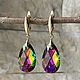 Серьги с каплями Swarovski позолота 24к по серебру "Иллюзия", Серьги классические, Москва,  Фото №1
