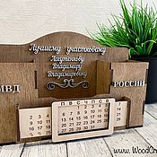 Канцелярские товары handmade. Livemaster - original item Wooden office organizer with calendar. Handmade.