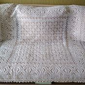 1g. Stole white knitted, openwork, elegant, handmade, downy