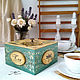 Tea box made of wood vintage Provence decoupage turquoise, Storage Box, Barnaul,  Фото №1