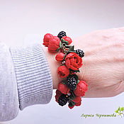 Украшения handmade. Livemaster - original item Bracelet with peonies and blackberries. Handmade.