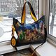 Bag leather women with painting Kokopelli custom for Ani, Classic Bag, Noginsk,  Фото №1
