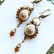 Earrings classic: ' The guardian of mother of pearl shells' , Earrings, Vladimir,  Фото №1