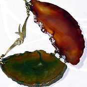 Earrings with green-brown agate 