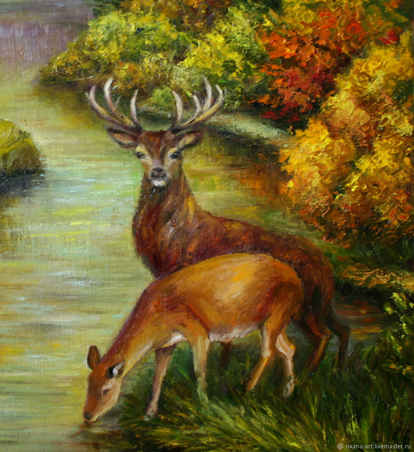 Желтый олень. Картина олень в лесу. Картина олени осеннего леса. Осенний пейзаж с оленем. Картина три оленя в лесу.