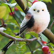Свиристель интерьерная птица валяная из шерсти Войлочная игрушка птица