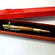 Gift pen gold plated `BULLET` stylized rifle `MOSIN` natural wood `Padauk`.
