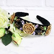 Украшения handmade. Livemaster - original item The band with roses is embroidered with stones in the style of Dolce Gabbana. Handmade.