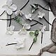 Невидимки с белыми и молочными цветами, прическа невесты, Н-67, Украшения для причесок, Санкт-Петербург,  Фото №1