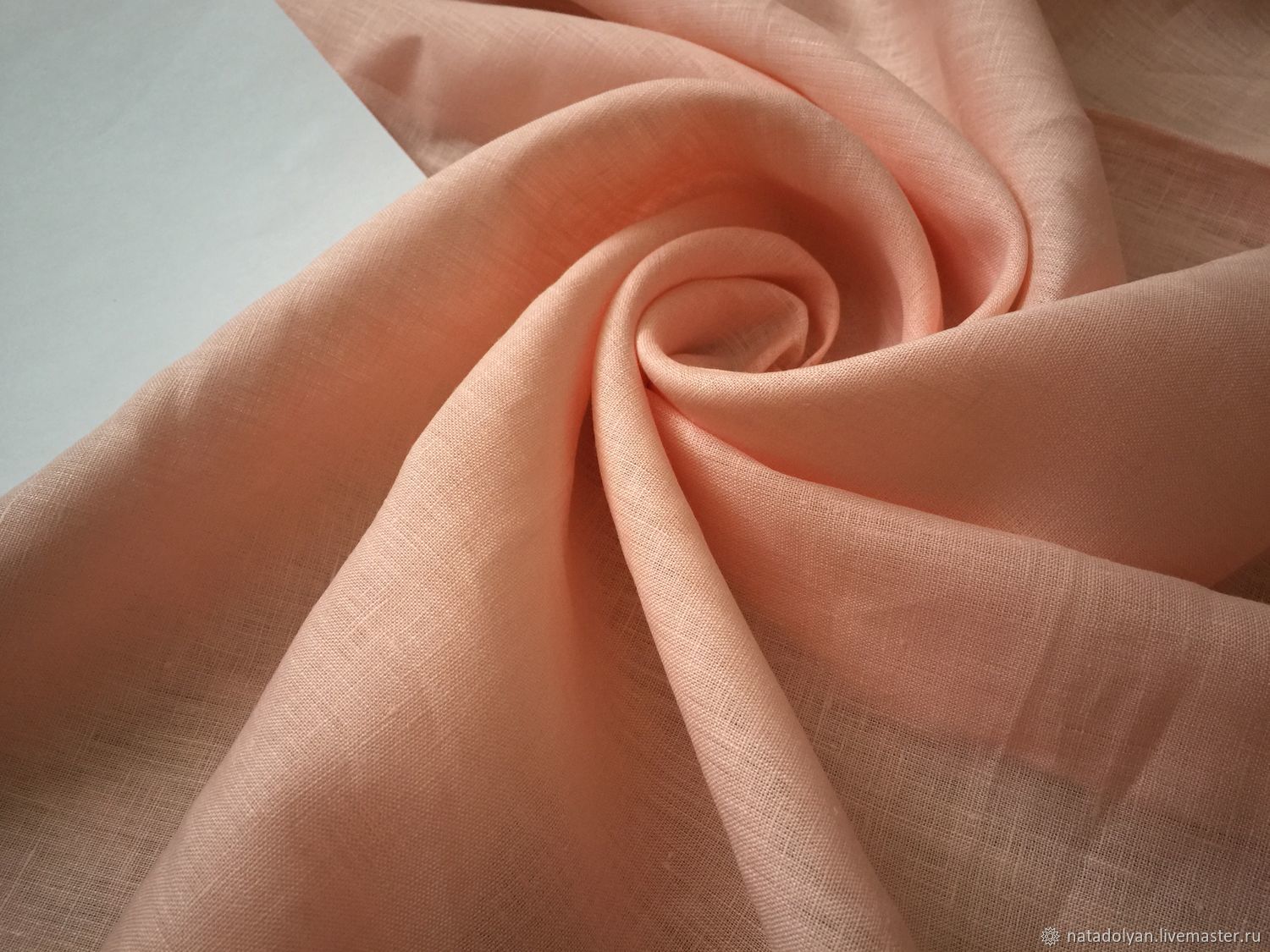 FLAP FLAX 100% shirting ' peachy Pink', Fabric, Ivanovo,  Фото №1