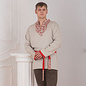 Русский стиль handmade. Livemaster - original item Russian linen shirt Knyazhich. Handmade.