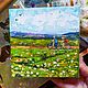 Painting Cyclists 15 h15 Oil on Canvas Summer Landscape Blooming Meadow. Pictures. matryoshka (azaart). My Livemaster. Фото №4