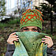 Шапка валяная "Афрокосички" олива. Шапки. ELF's Felt Елена Фадеева. Интернет-магазин Ярмарка Мастеров.  Фото №2