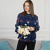 Одежда handmade. Livemaster - original item Italian chiffon blouse with floral print. Handmade.