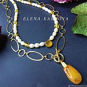 Украшения handmade. Livemaster - original item Necklace. pearl amber. Handmade.