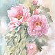 Watercolor miniatures. Peony in warm shades, Pictures, Moscow,  Фото №1