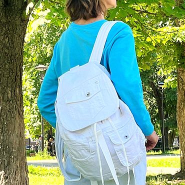 Сумки ручной работы. Ярмарка Мастеров - ручная работа Рюкзак джинсовый Pocket WhiteCap. Handmade.