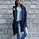 Пальто Navy Asymmetric Hoodded на подкладе. Пальто. MILENA (aakasha). Интернет-магазин Ярмарка Мастеров.  Фото №2