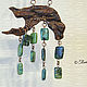 set charm jewelry from wood pendant and earrings malachite Spring, Jewelry Sets, Moscow,  Фото №1