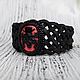 Leather bracelet with cameo Skull in hat background red 18h25. Subculture decorations. CvetlanaCm (avtorbiju). My Livemaster. Фото №5