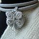 Crochet necklace with pendant - butterfly, grey, Necklace, Riga,  Фото №1